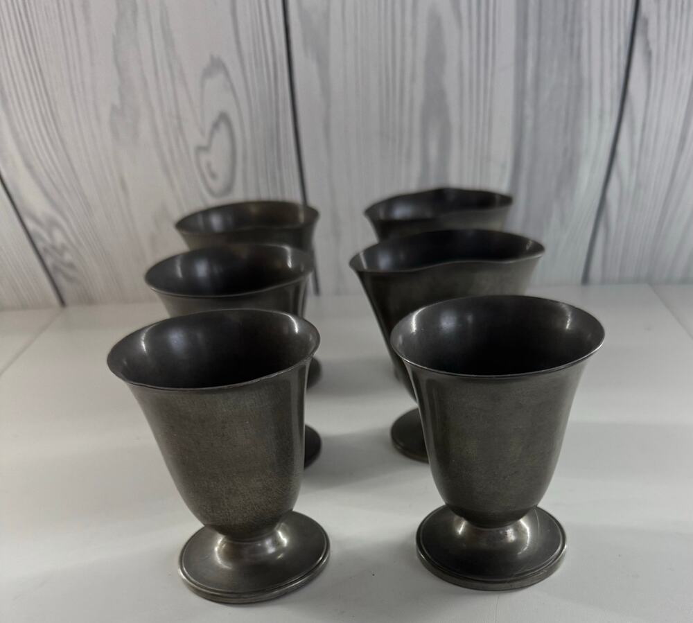 Vintage Gimbels Solid Pewter Small Wine Goblets (READ) Set of 6